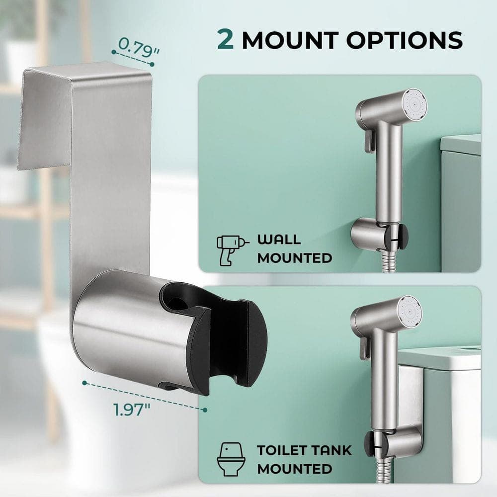 Anqtovp Handheld Bidet Sprayer Attachment with Adjustable Water Pressure Rotary Switch and Bidet Hose Included, Brushed Nickel (2)