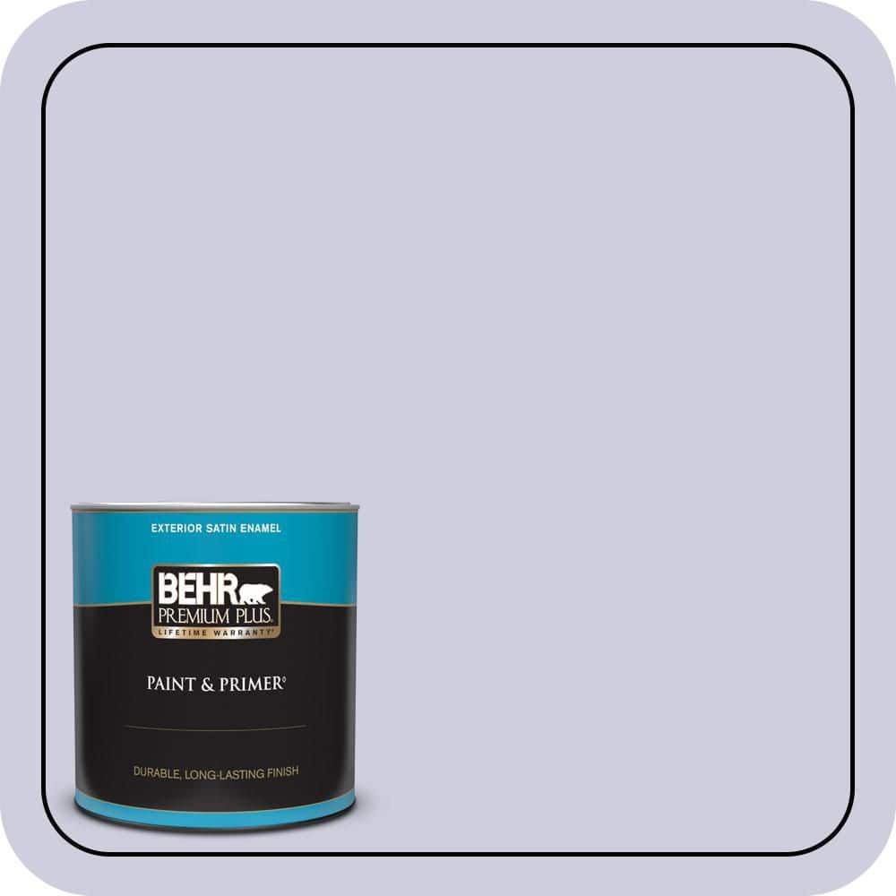 BEHR PREMIUM PLUS 1 qt. #640C-2 Lavender Sparkle Satin Enamel Exterior Paint & Primer