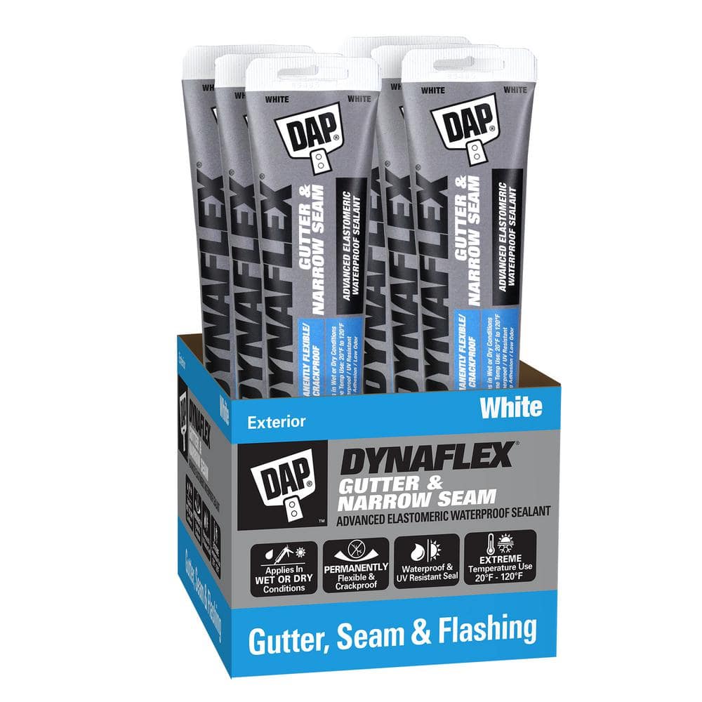 DAP DynaFlex Gutter and Narrow Seam 4.5oz White Advanced Elastomeric Waterproof Sealant (6-Pack)