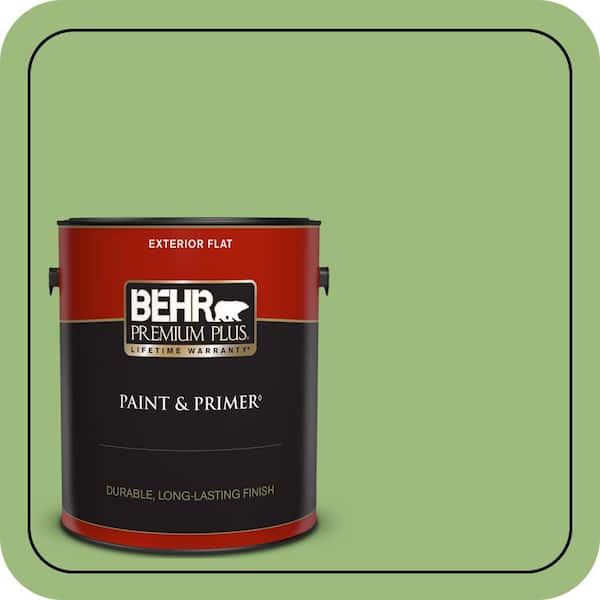 BEHR PREMIUM PLUS 1 gal. #P380-5 Gleeful Flat Exterior Paint & Primer (2)