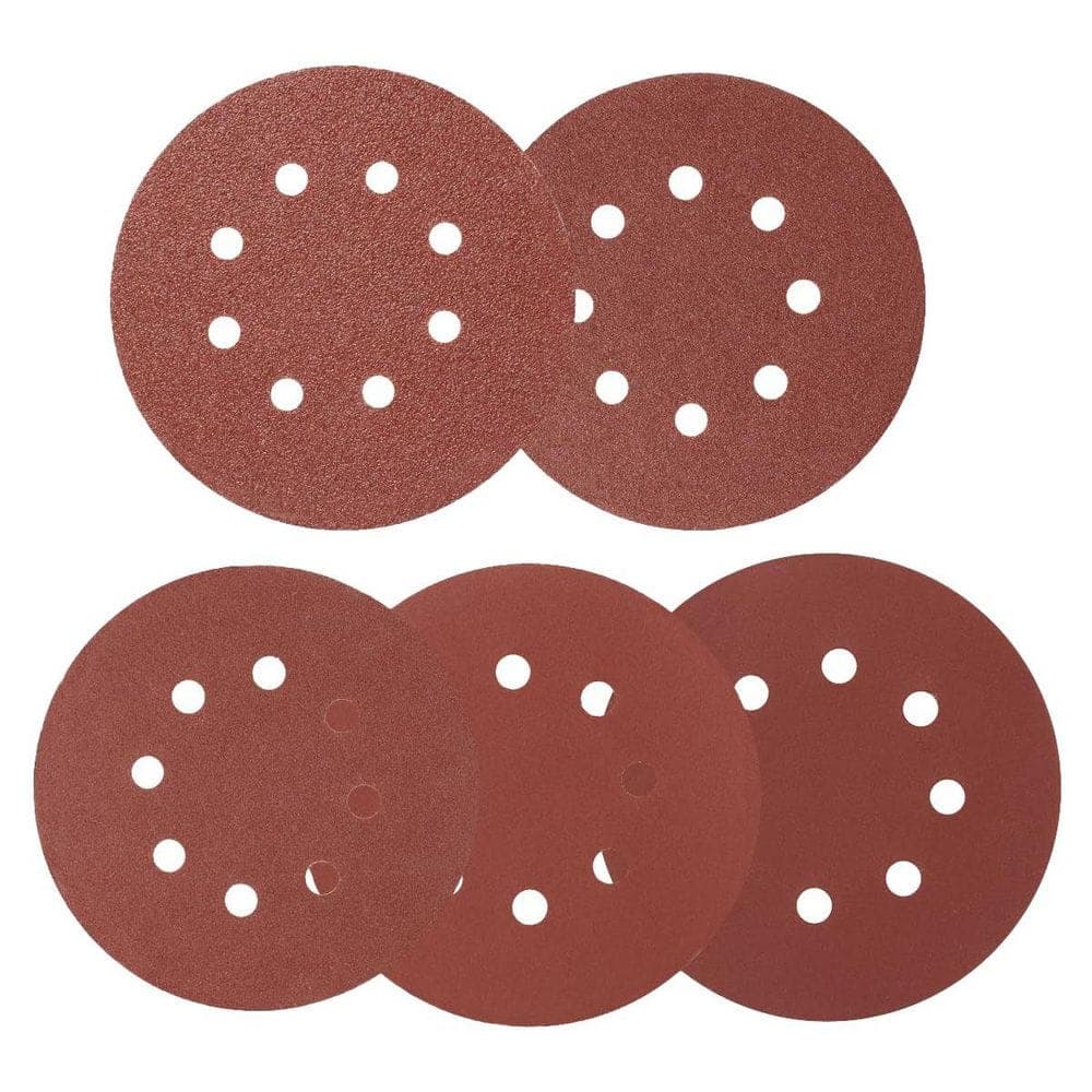 Unbranded 5 Inch Aluminum Oxide Sanding Discs Hook and Loop with 8 Holes for Random Orbital Sander (50-Pack) Assorted Grits