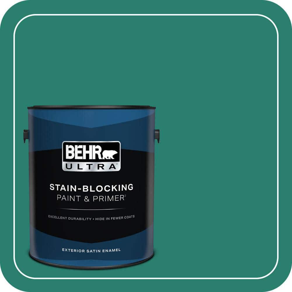 BEHR ULTRA 1 gal. #P440-7 Mermaid Sea Satin Enamel Exterior Paint & Primer