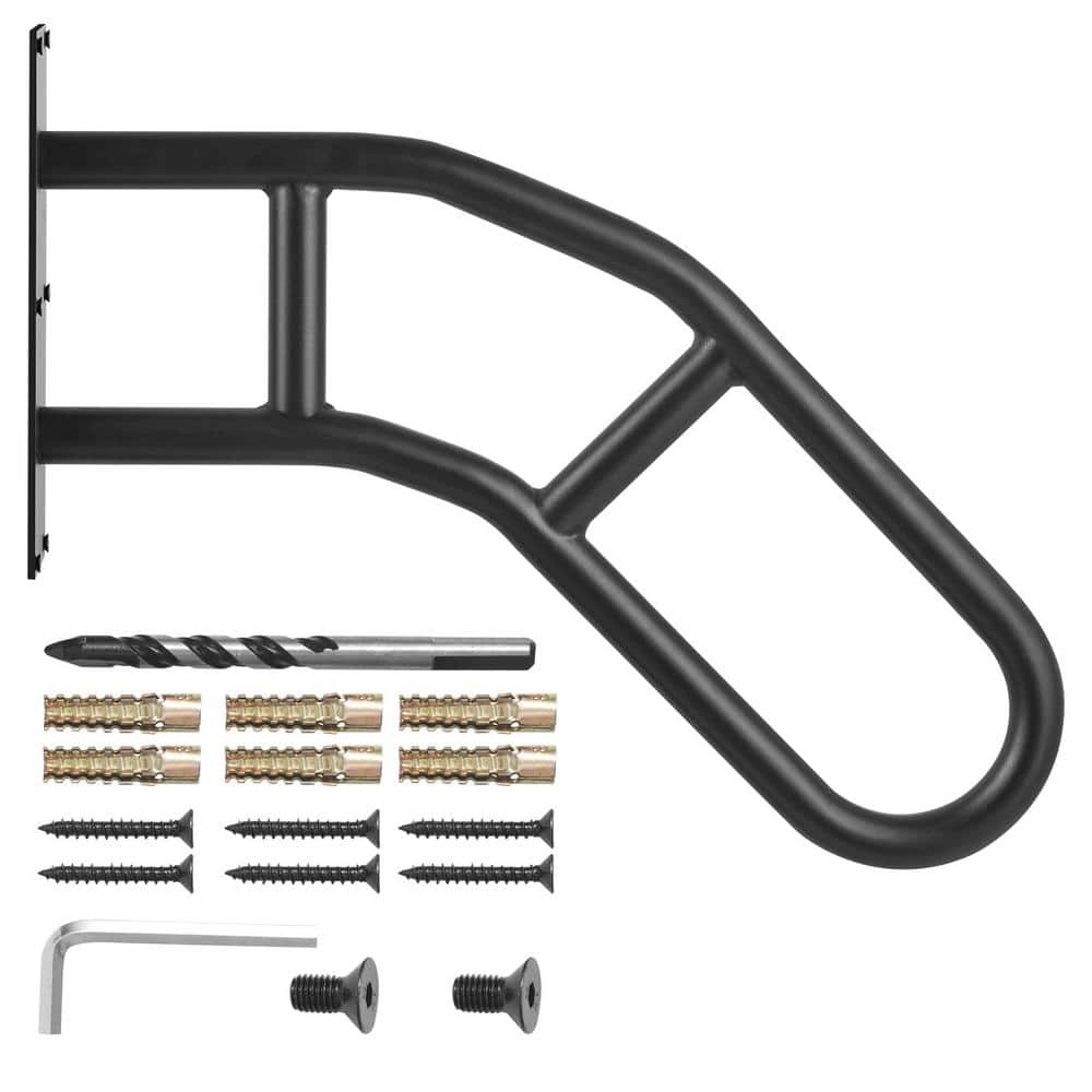 SVOPES Wall Mount Handrails for Outdoor Steps, 18.9 in. H x 3.15 in. W, Black, Steel, Stair Railing Kit, Stair Handrails (1)
