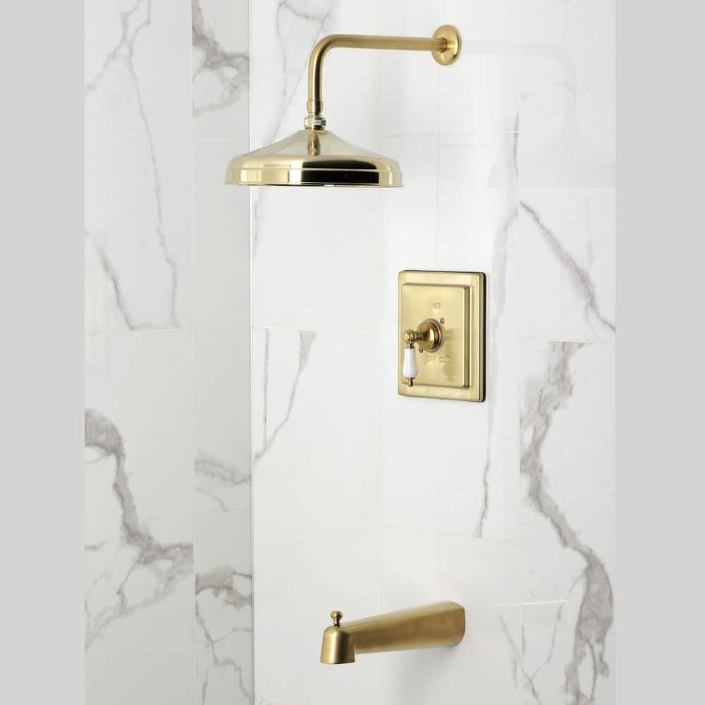 Kingston Brass Demure 1-Handle 1-Spray Tub and Shower Faucet 1.8 GPM in Brushed Brass (2)
