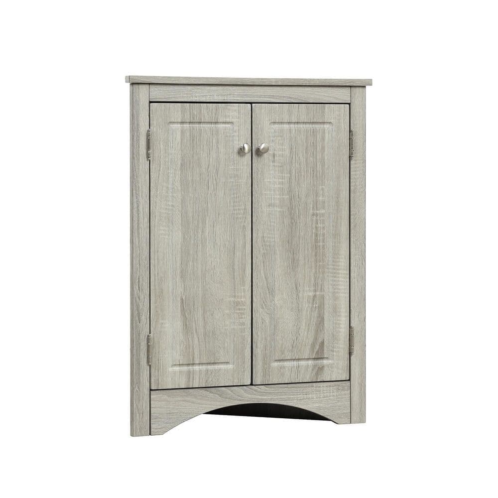 YSQCAR 23.6 in. W x 17.2 in. D x 31.5 in. H Gray MDF Freestanding Triangle Linen Cabinet with Door, Adjustable Shelf (1)
