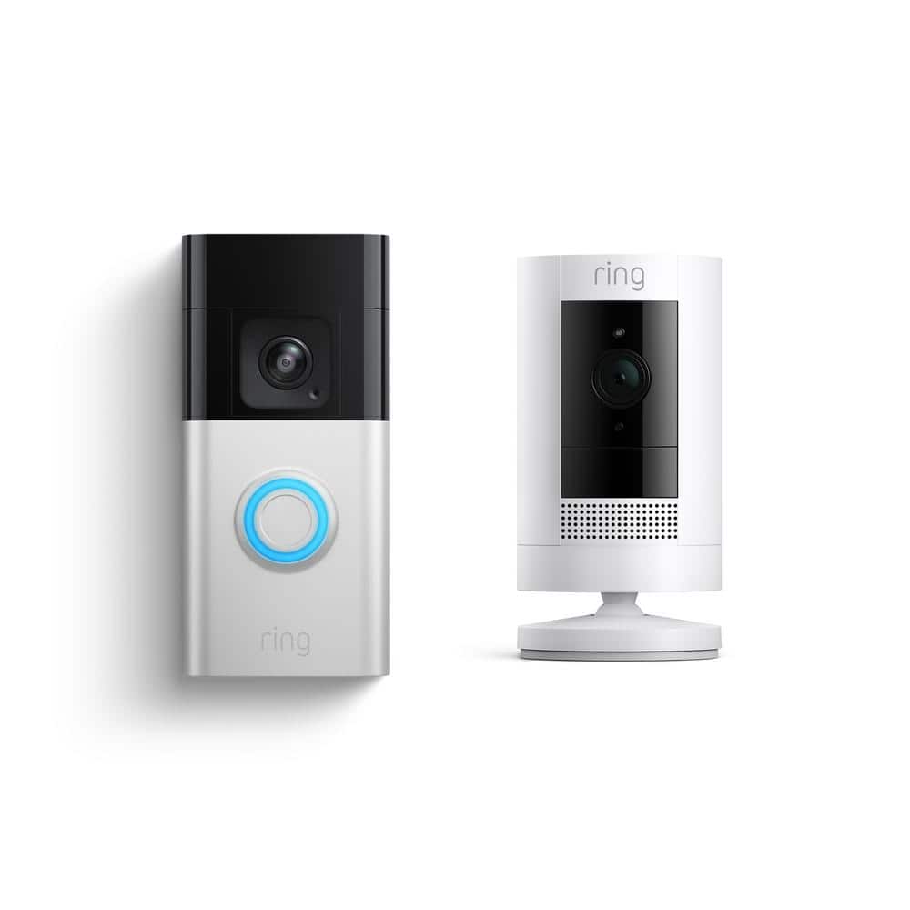 Ring Battery Doorbell Pro Wireless with Battery Stick Up Cam - Advanced Motion Detection and Two-Way Talk, White