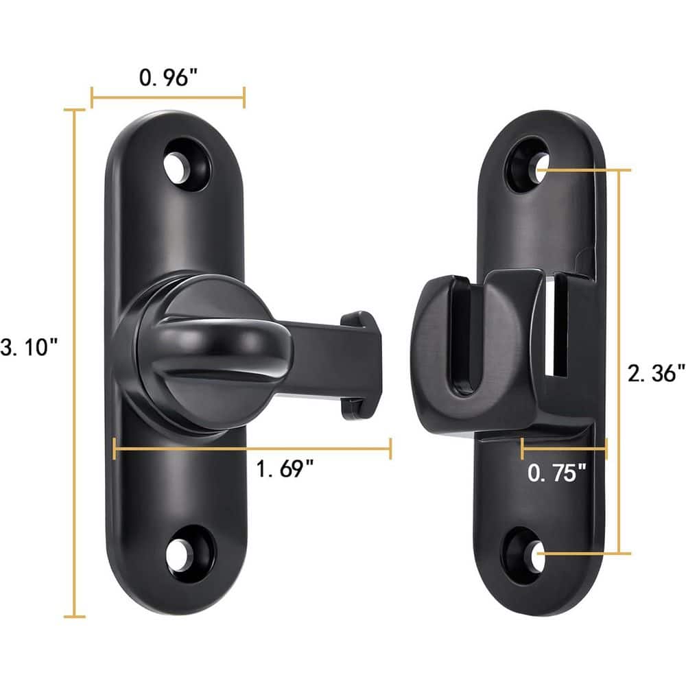Unbranded Barn Door Latch 90/180 Degree Right Angle Flip Gate Lock Zinc Alloy Sliding Door Security Lock for Cabinets Bathroom (3)