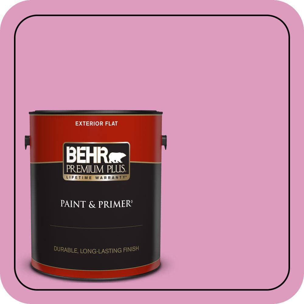 BEHR PREMIUM PLUS 1 gal. #690B-4 Pink Begonia Flat Exterior Paint & Primer