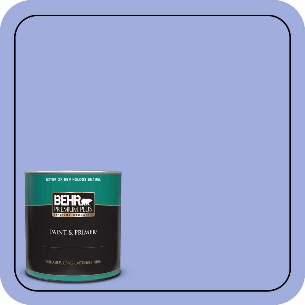 BEHR PREMIUM PLUS 1 qt. #P540-4 Lavender Sky Semi-Gloss Enamel Exterior Paint & Primer