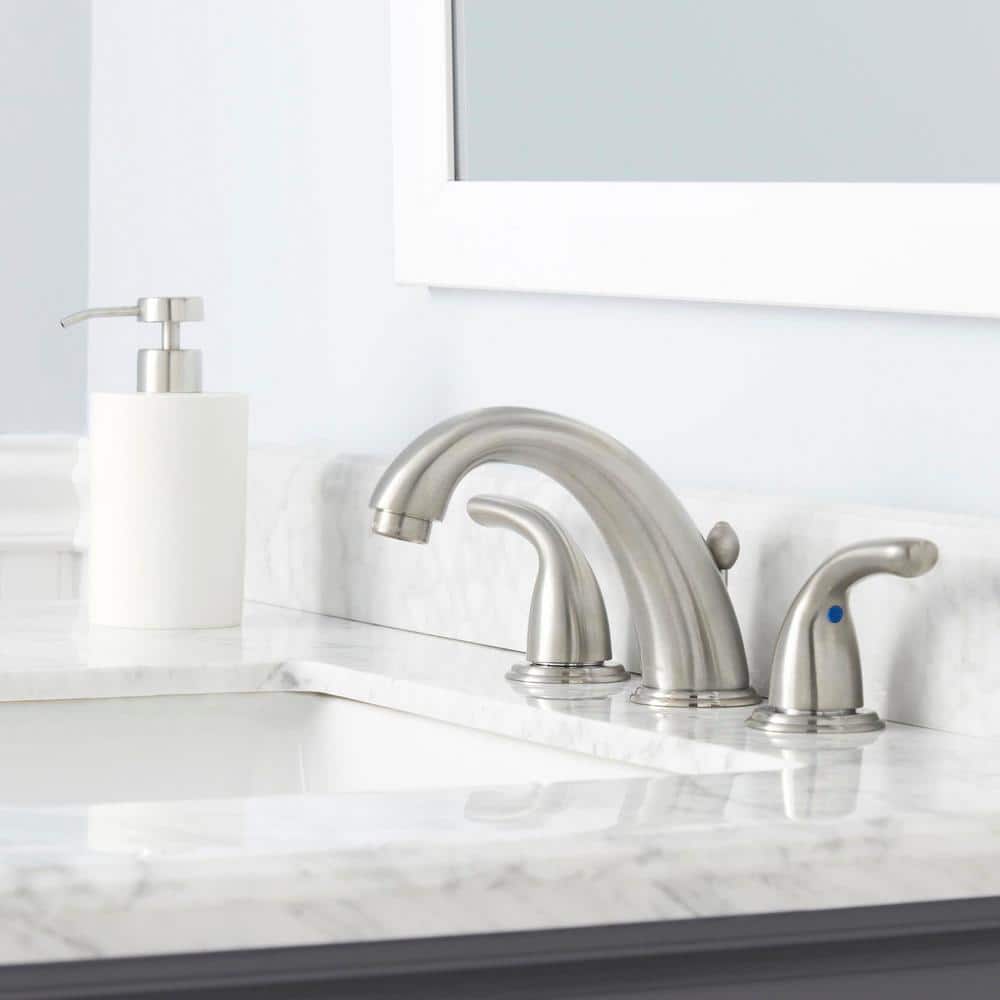 Glacier Bay Builders 8 in. Widespread Double-Handle High-Arc Bathroom Faucet in Brushed Nickel (4)
