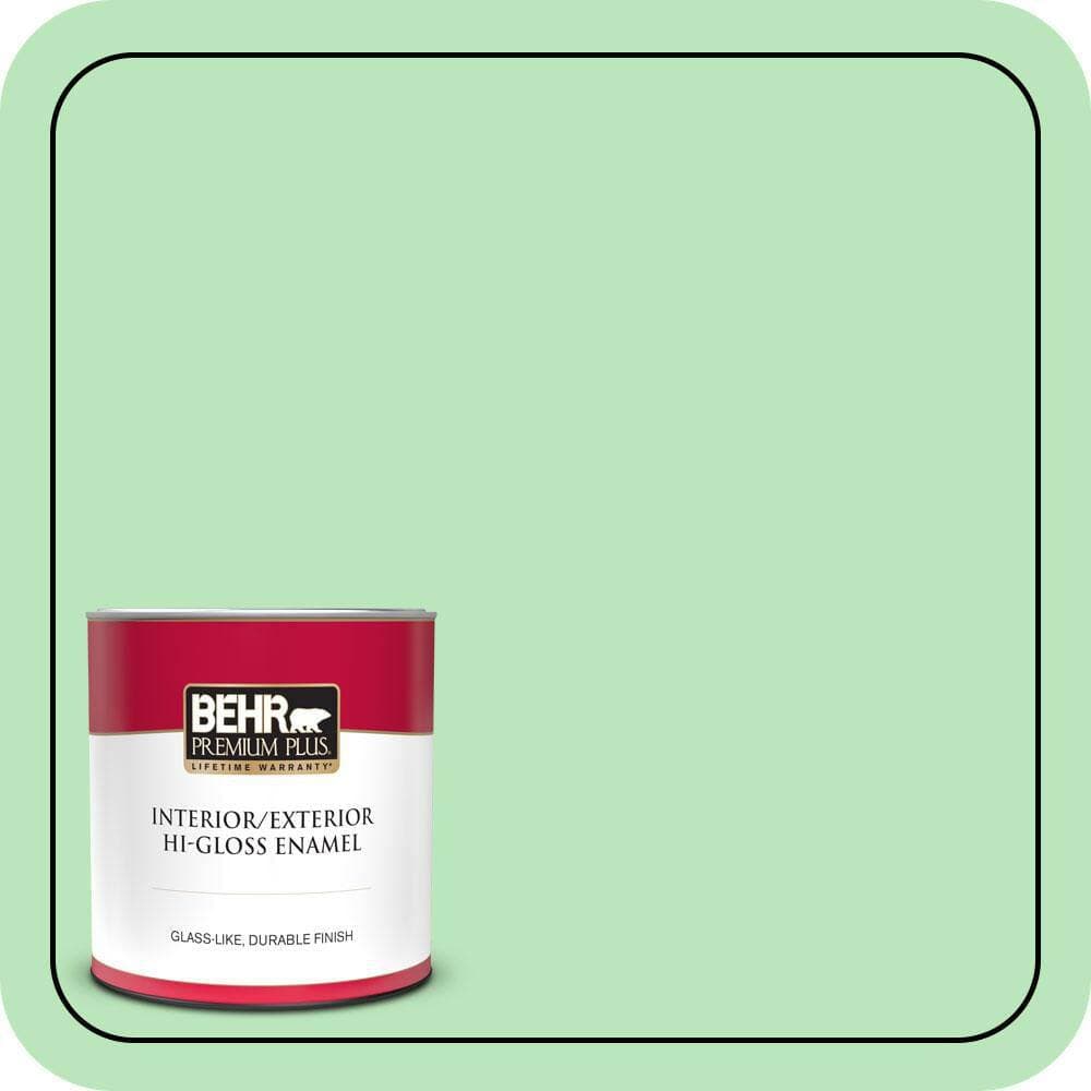 BEHR PREMIUM PLUS 1 qt. #P390-3 Mint Parfait Hi-Gloss Enamel Interior/Exterior Paint & Primer
