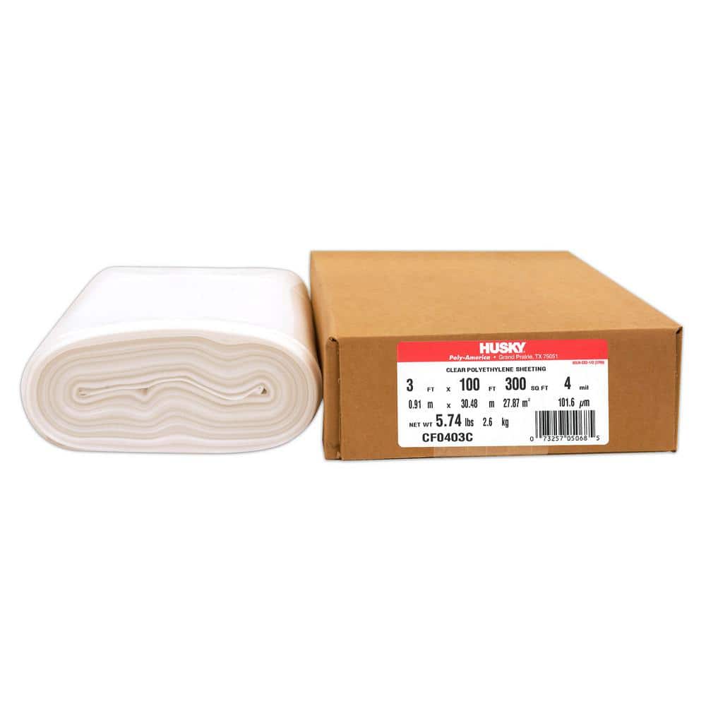 Husky 3 ft. x 100 ft. Clear 4 mil Plastic Sheeting (2)