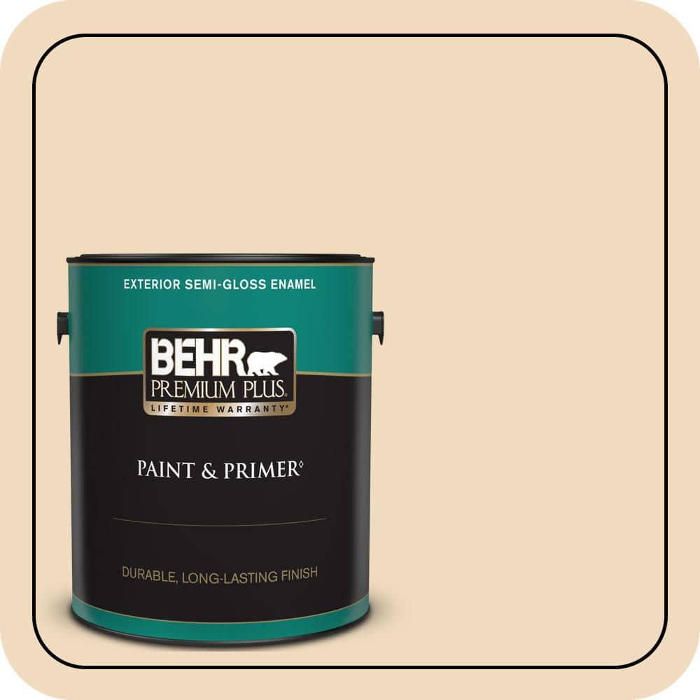 BEHR PREMIUM PLUS 1 gal. #S270-1 Frosted Toffee Semi-Gloss Enamel Exterior Paint & Primer