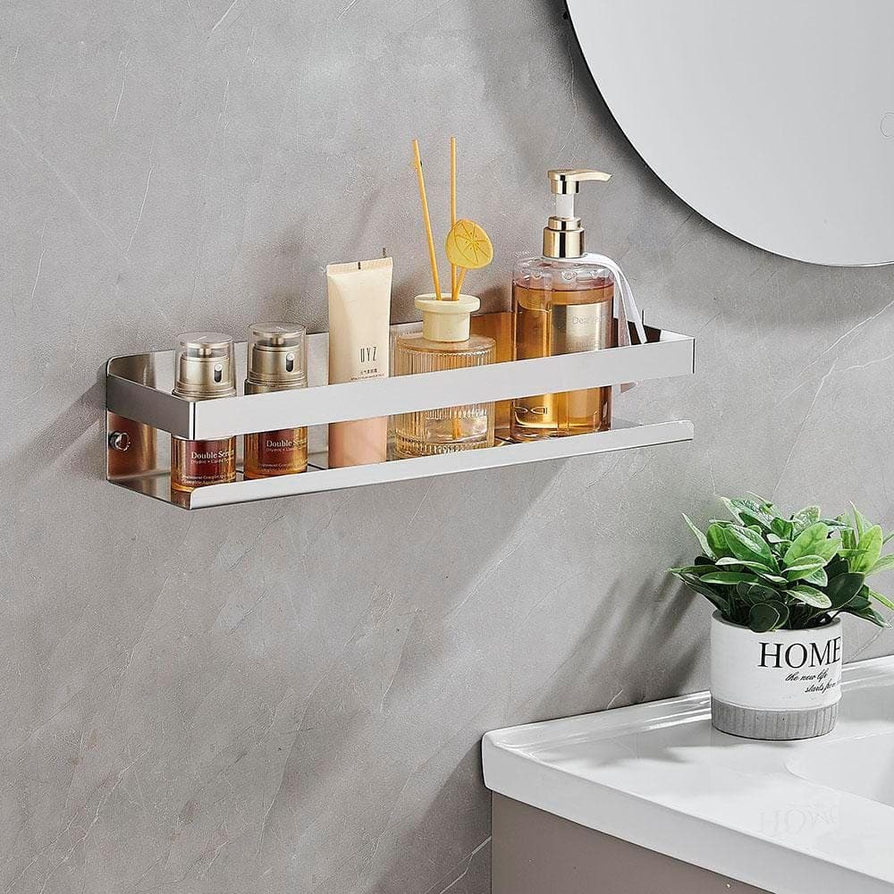 ACEHOOM 15.7 in. W x 3.2 in. Hx 3.9 in. D Stainless Steel Wall Mount Square Bathroom Shelf in Silver (3)