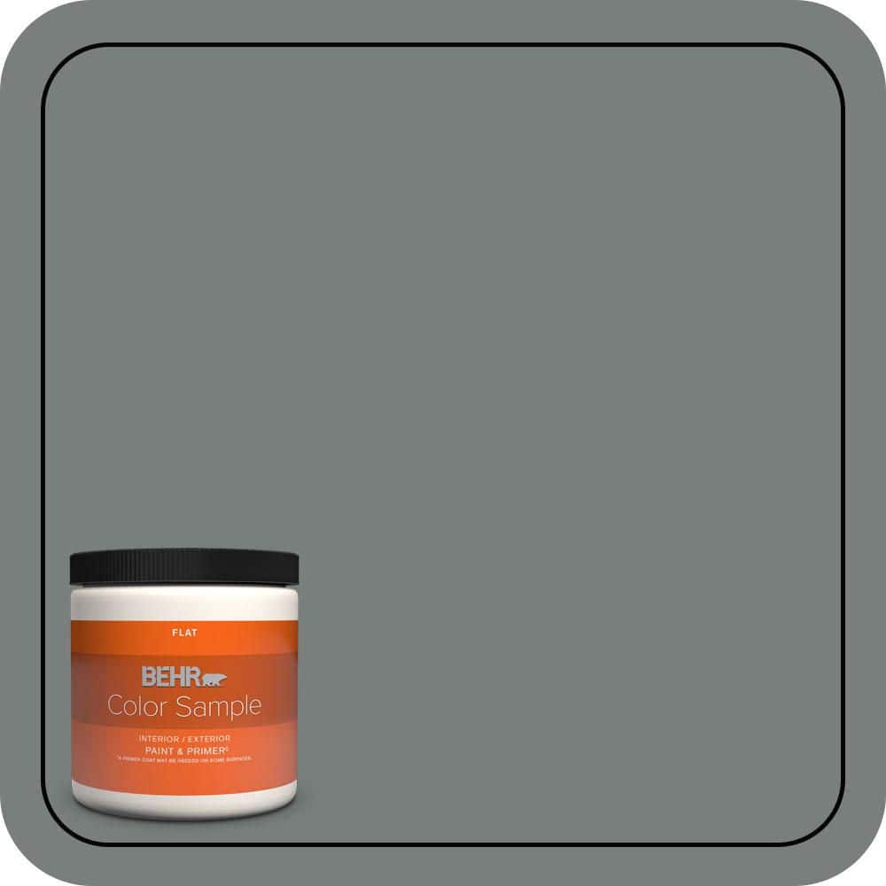 BEHR PREMIUM PLUS 8 oz. #PPU25-18 Shutter Gray Flat Interior/Exterior Paint & Primer Color Sample