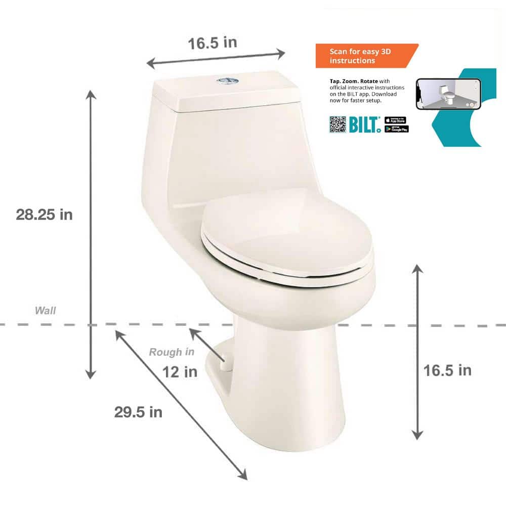 Glacier Bay McClure ch Rough One-Piece 1.1 GPF/1.6 GPF Dual Flush Toilet Seat Included (2)