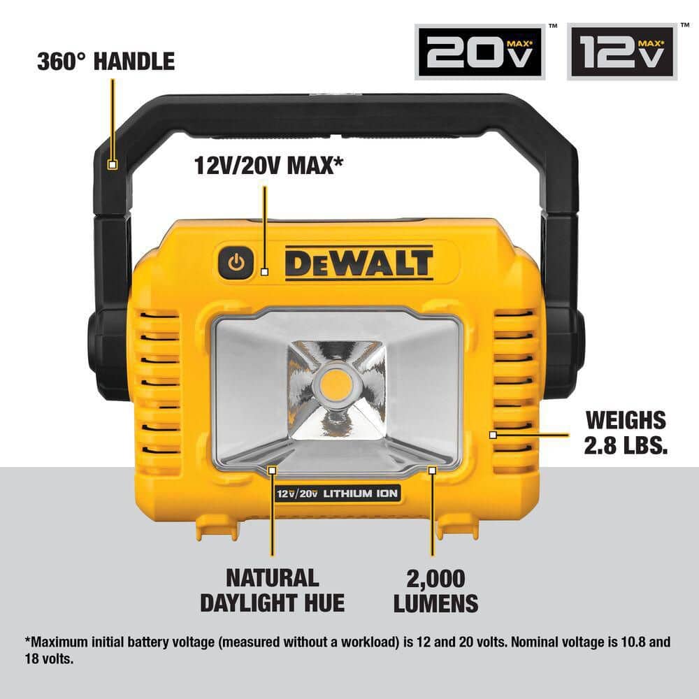 DEWALT 20-Volt MAX Lithium-Ion Compact Cordless Task Light with 2.0 Ah Battery and Charger (2)
