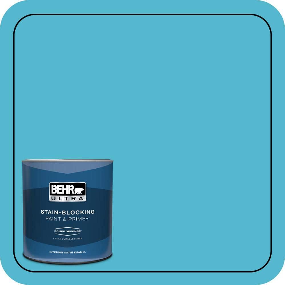 BEHR ULTRA 1 qt. #520B-5 Liquid Blue Extra Durable Satin Enamel Interior Paint & Primer