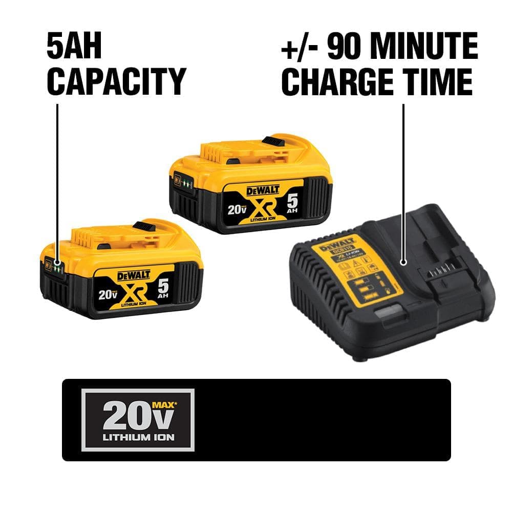 DEWALT 20V MAX XR Cordless Brushless Drywall Screw Gun Threaded Clutch Housing with (2) 20V 5.0Ah Batteries and Charger (3)