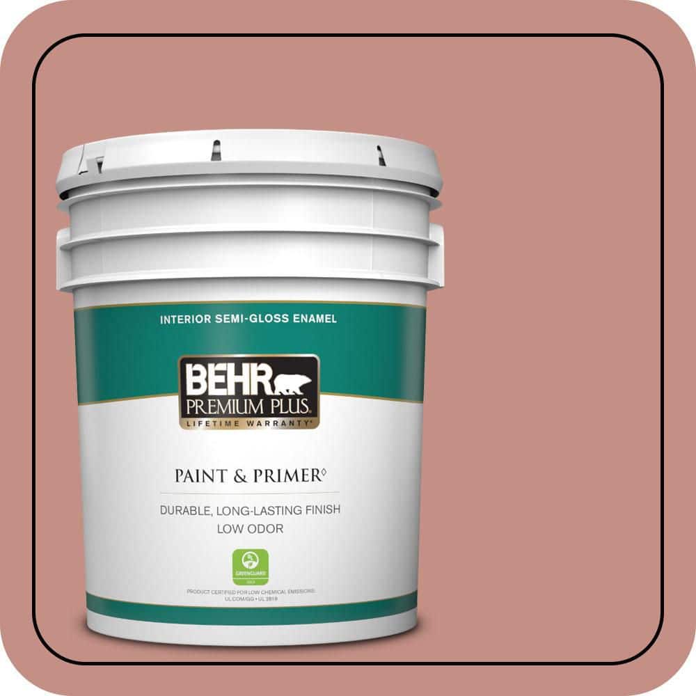 BEHR PREMIUM PLUS 5 gal. #S160-4 Portuguese Dawn Semi-Gloss Enamel Low Odor Interior Paint & Primer