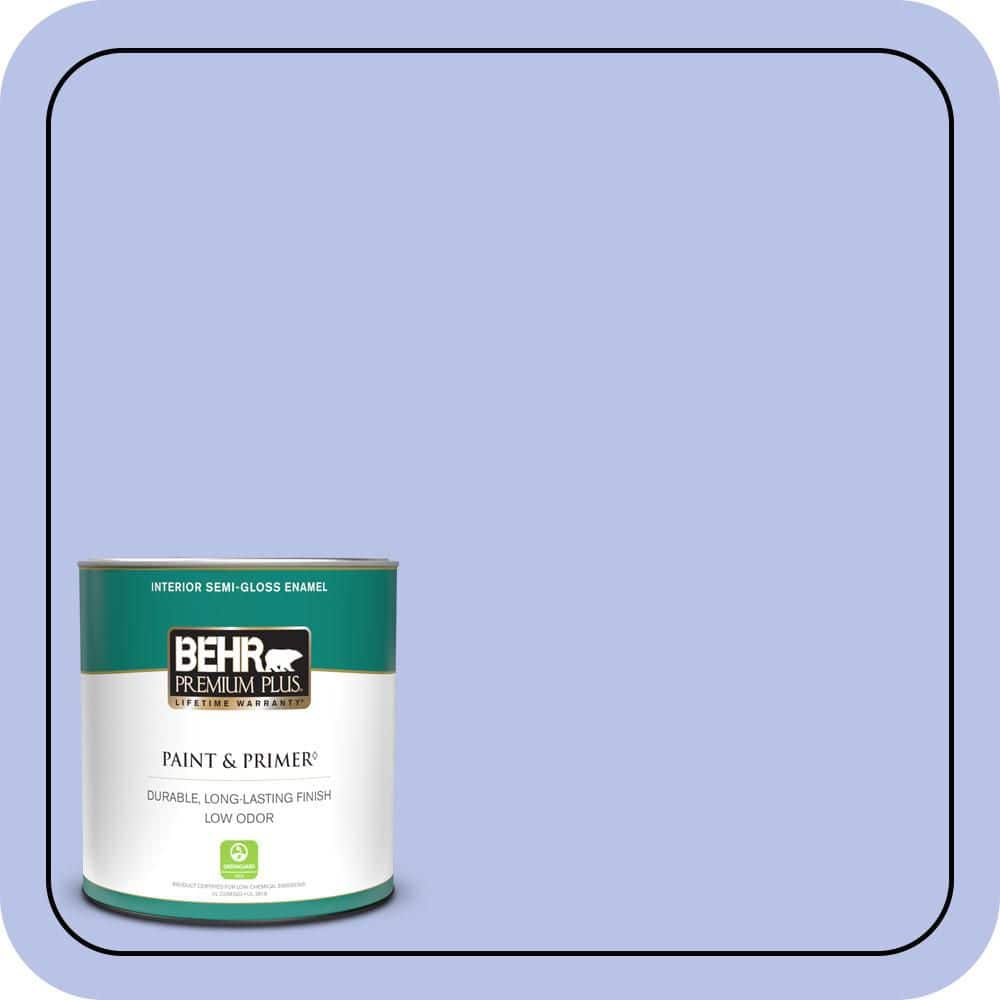 BEHR PREMIUM PLUS 1 qt. #P540-3 Canterbury Bells Semi-Gloss Enamel Low Odor Interior Paint & Primer