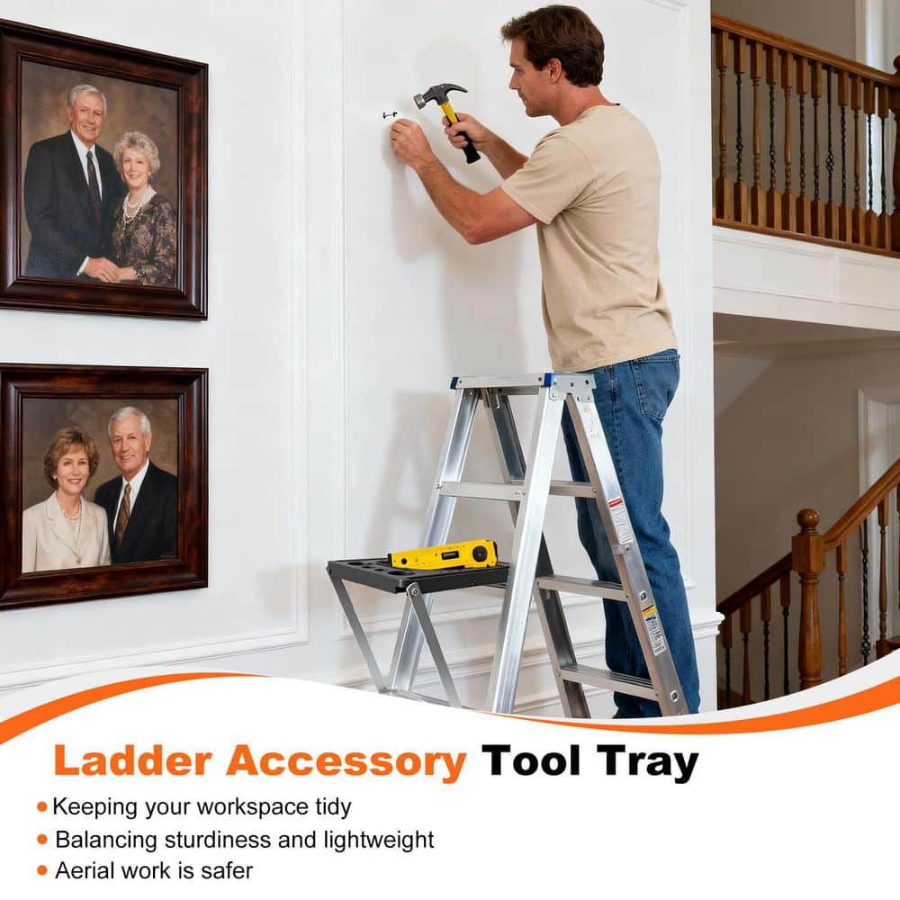 Helhom Multi-Purpose Ladder Accessory Project Tray, Tray for Most Standard Ladders, 55 lb. Weight Rating for Screwdriver (3)