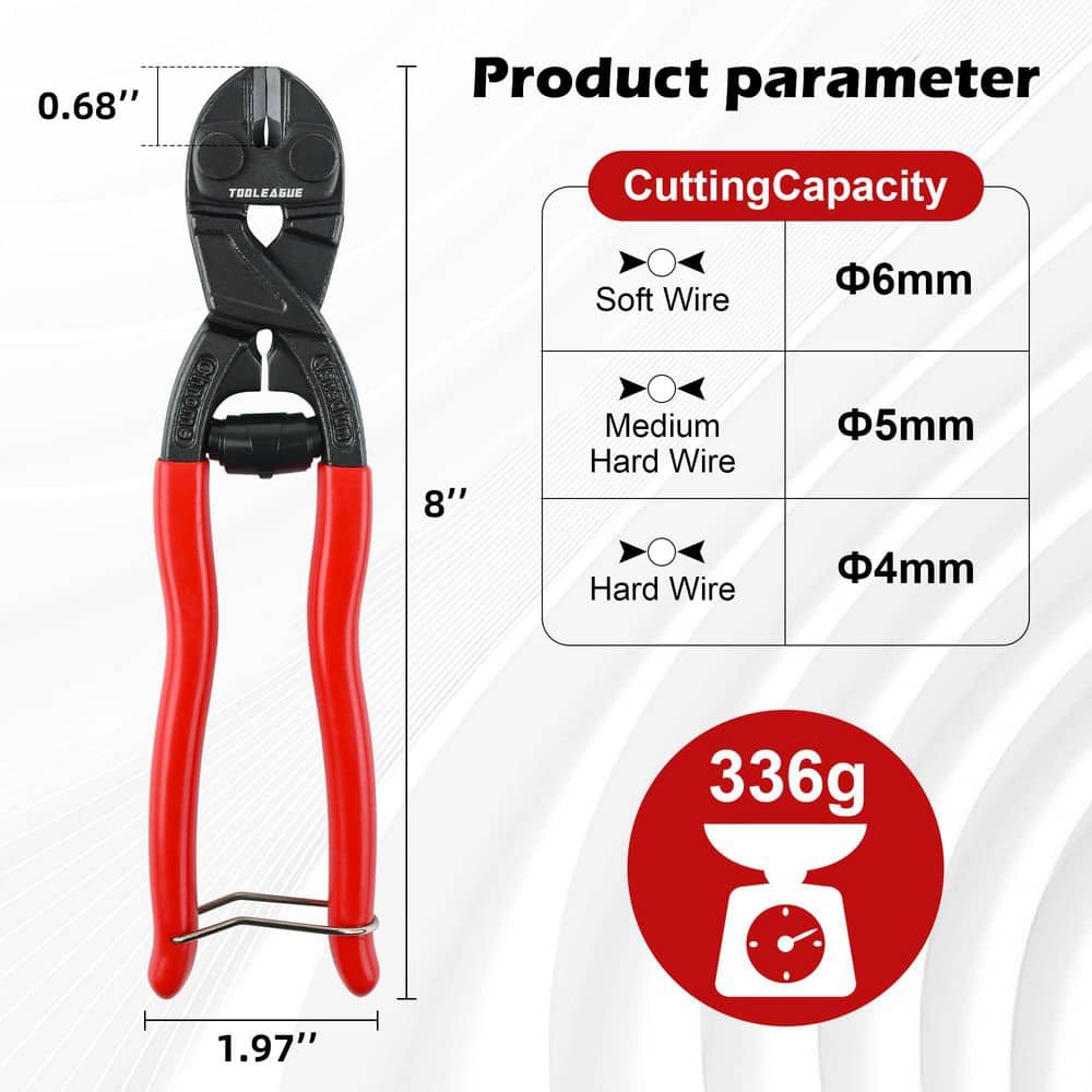 MYWISH 8-Inch Mini Cutter, CR-V Blade, Spring Load, Compact, Security Lock, Cuts Locks, Wire, Chain (2)