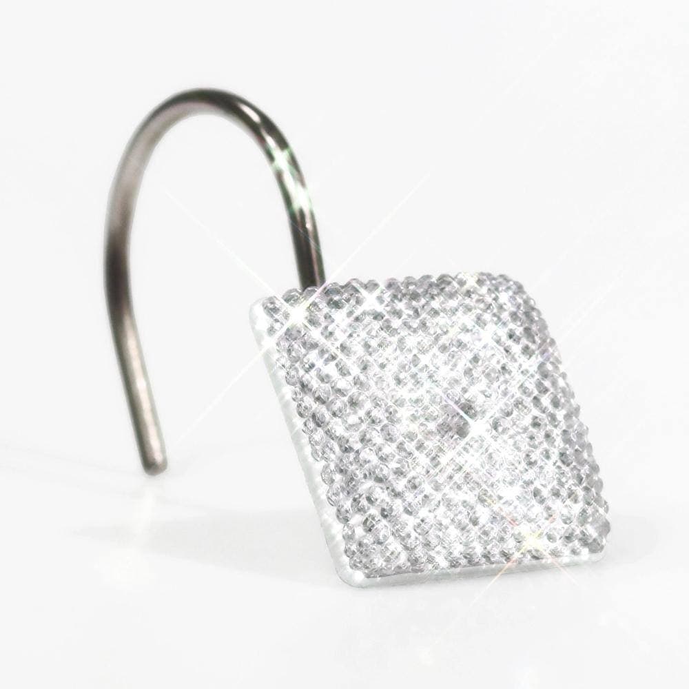Unbranded Clear Diamond Shower Curtain Hooks, 12 Pcs Crystal Rhinestone Glitter Rings, Rustproof Stainless Steel (2)