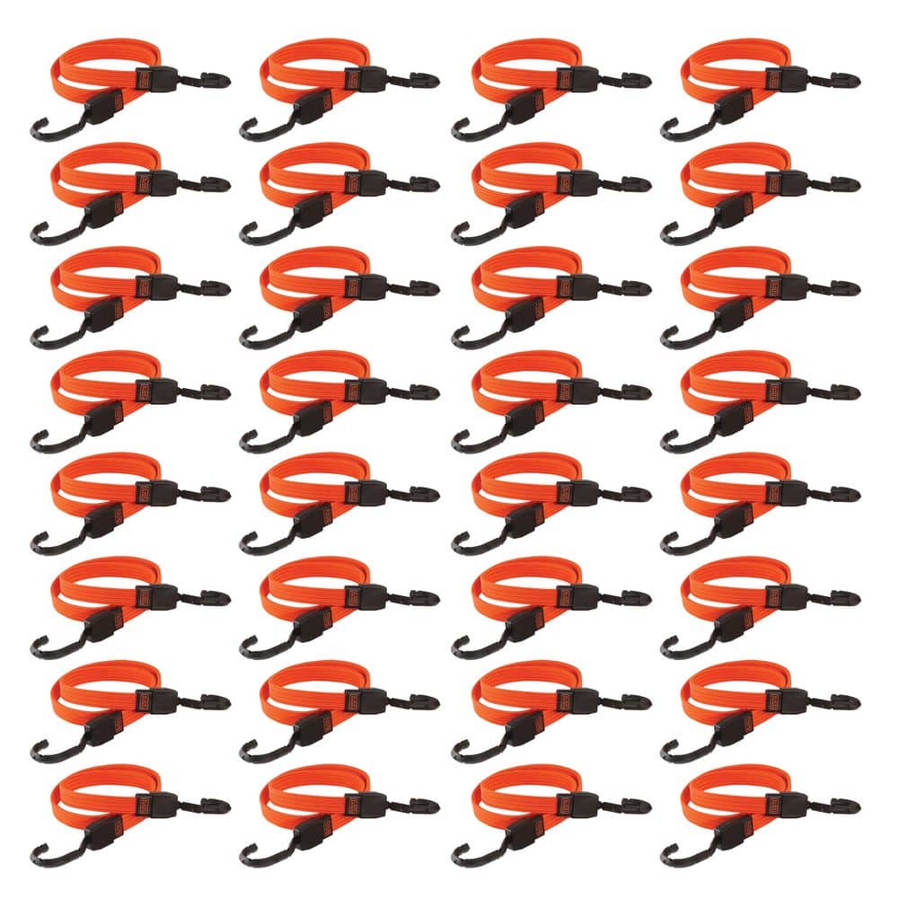Unbranded Black Plus Decker 36 in. Flat Bungee Straps, 32-Piece