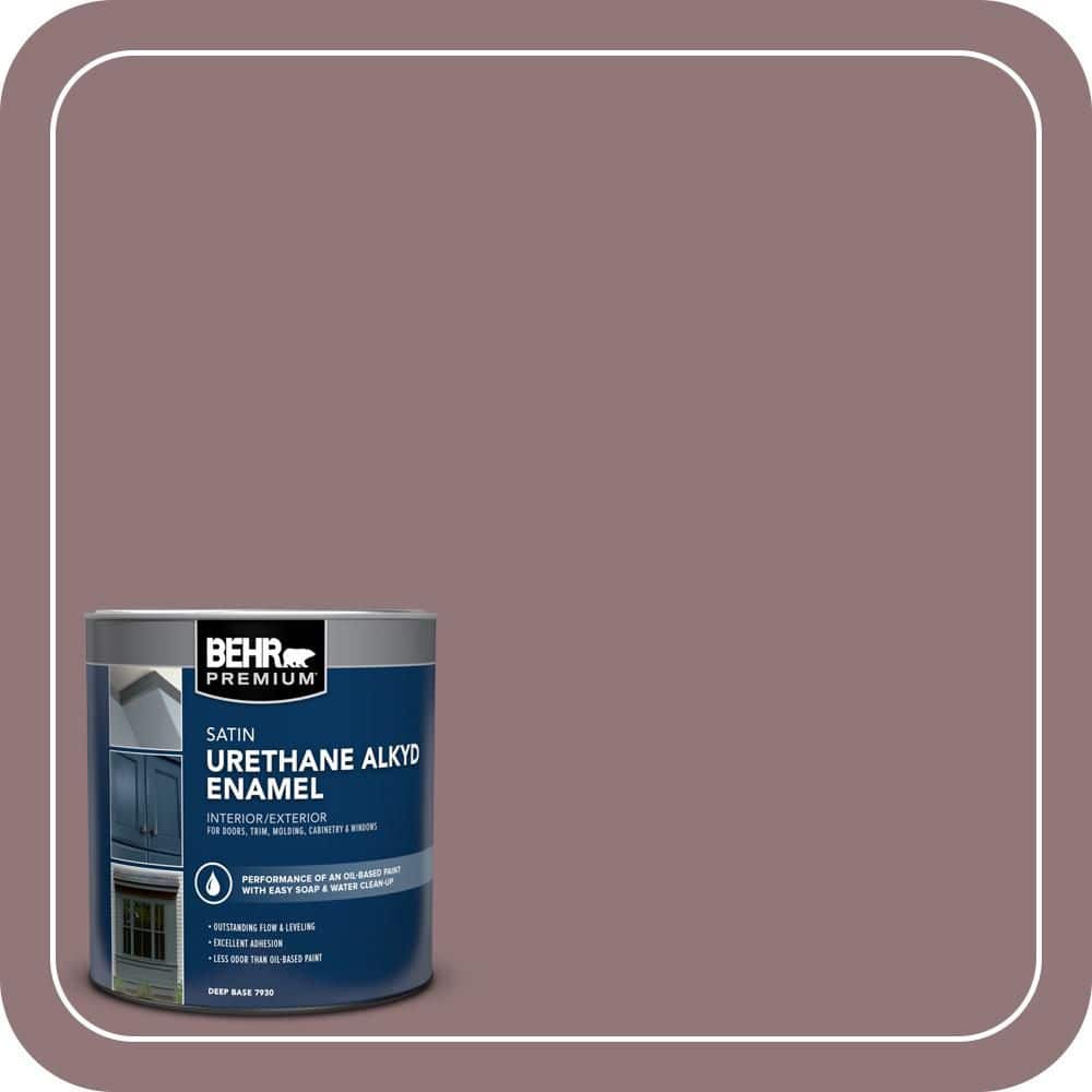 BEHR PREMIUM 1 qt. #N120-5 Plum Ville Satin Enamel Urethane Alkyd Interior/Exterior Paint (1)