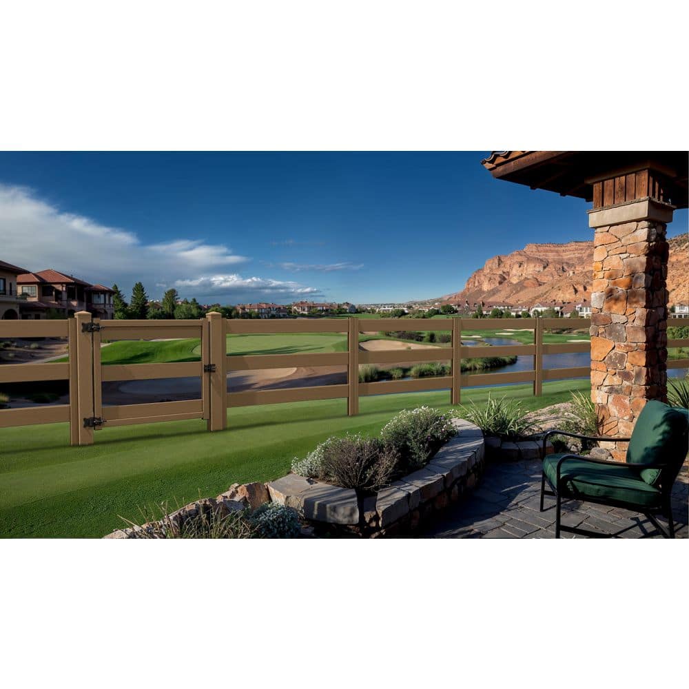 Natures Composites Composite Three Board Ranch Rail Gate (3.5 ft. H x 4 ft. W) Timber Brown-For NC Modern & Traditional Ranch Rails (3)