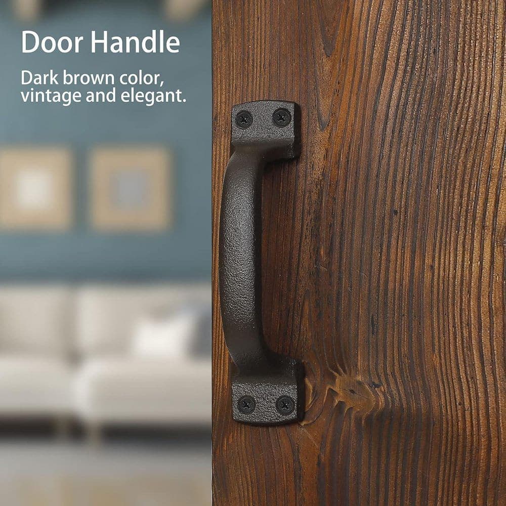 Unbranded 4-Pack Rustic Cast Iron Barn Door Handles 1.5 in. x 7 in. Sliding Door Pull Hardware for Wooden Fences Outdoor (3)