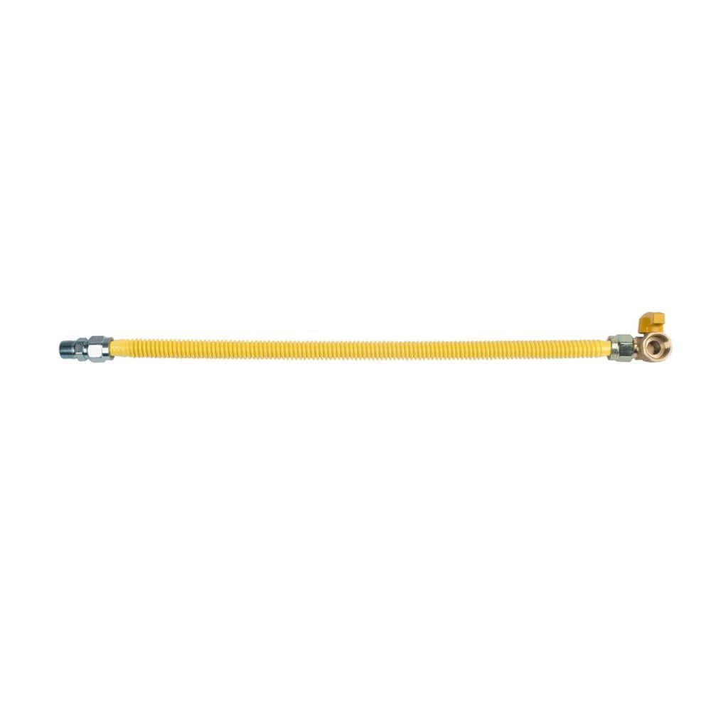 BrassCraft ProCoat 1/2 in. MIP x 3/4 in. FIP Angle Ball Valve x 24 in. Stainless Steel Gas Connector 5/8 in. O.D. (150,000 BTU) (1)