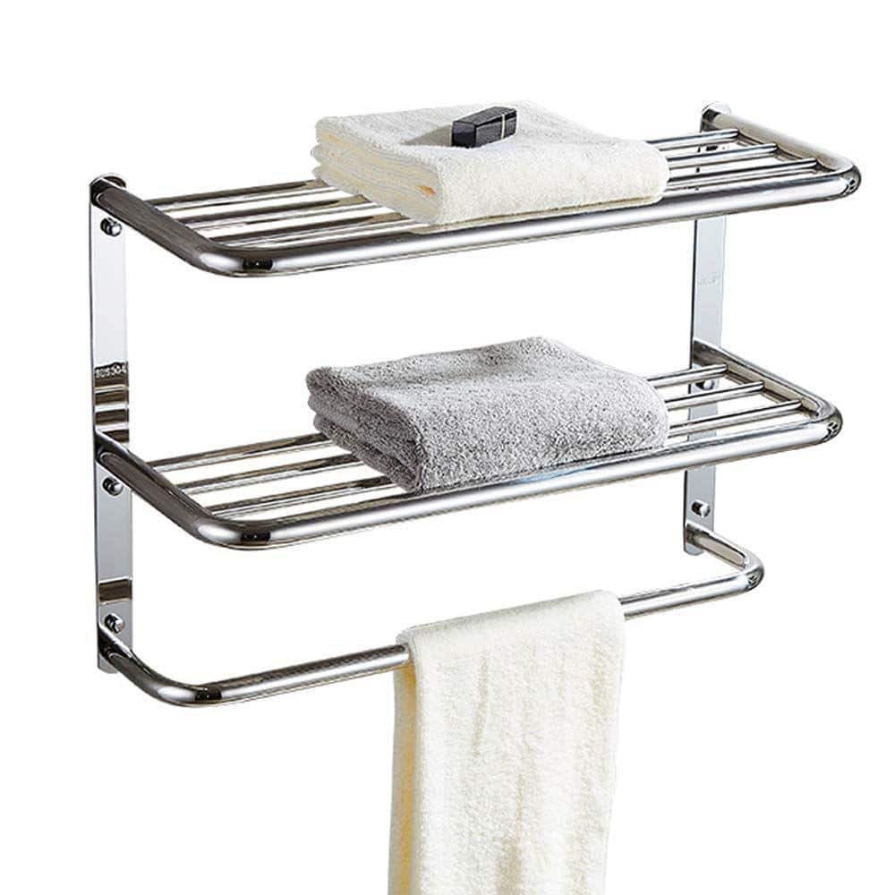 Dracelo 30 in. 3-Tier Wall-Mounted 304 Stainless Steel Towel Rack with Towel Bars in Polished