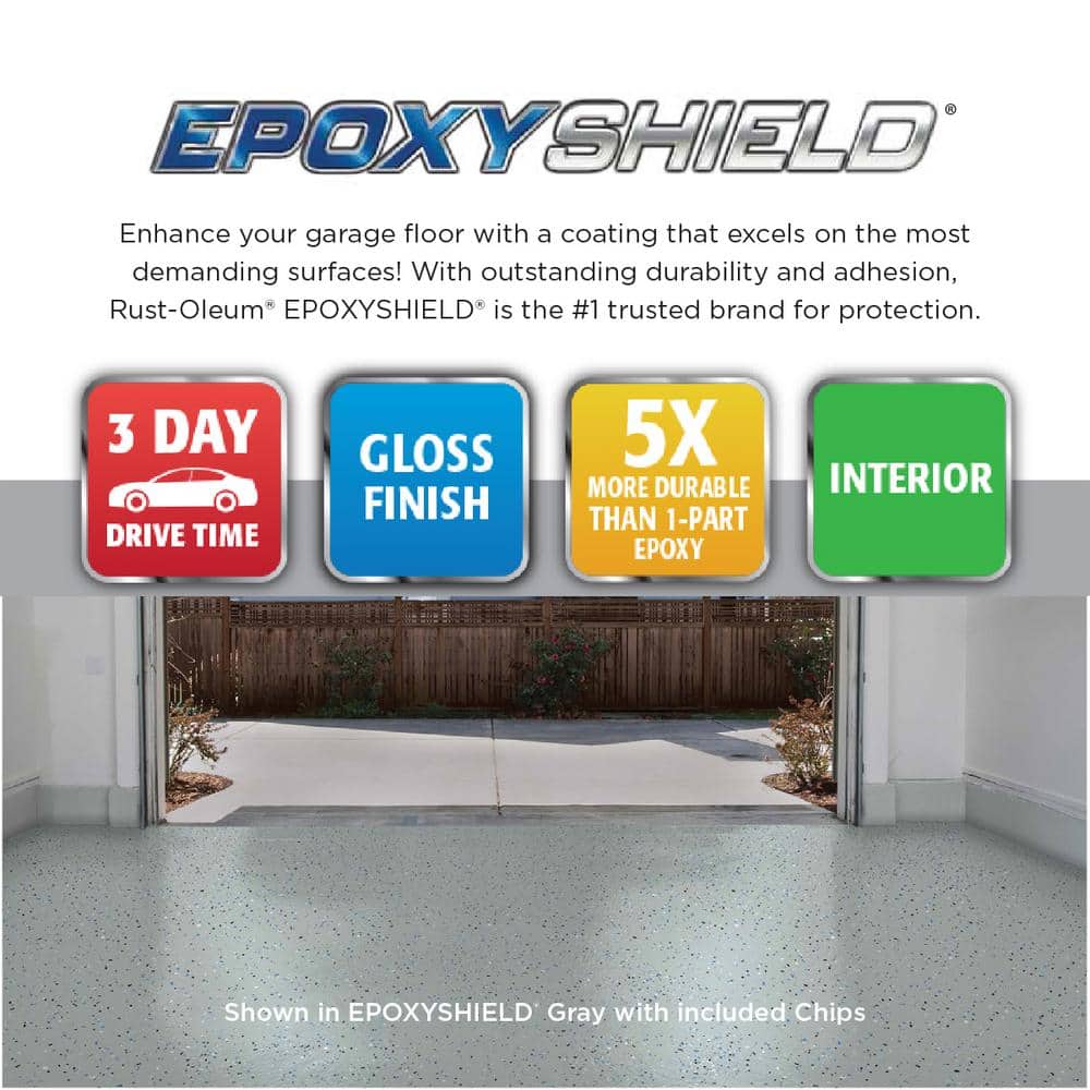 Rust-Oleum EpoxyShield 90 oz. Clear High-Gloss 2-Part Epoxy Interior Low VOC Premium Concrete Garage Floor Paint Top Coat Kit (2)