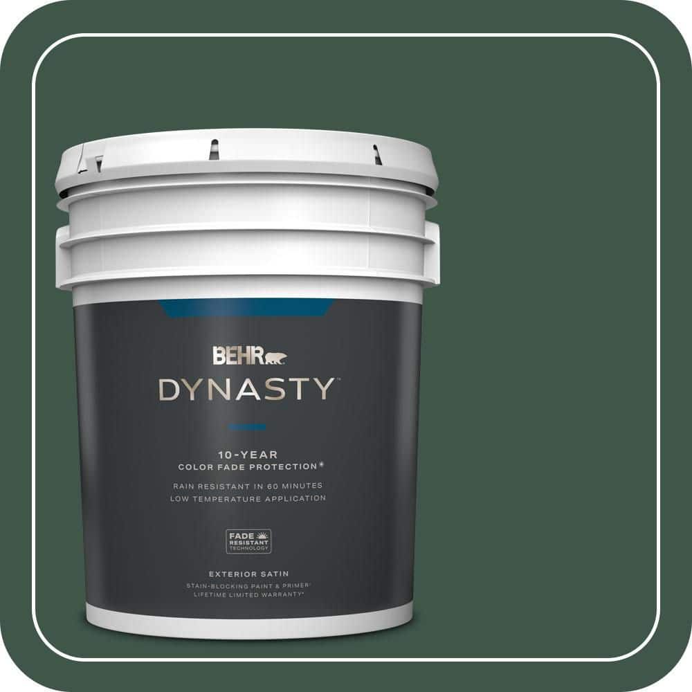 BEHR DYNASTY 5 gal. #470F-7 Deep Jungle Satin Enamel Exterior Stain-Blocking Paint & Primer