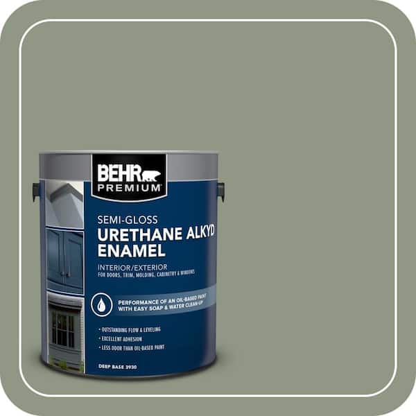 BEHR PREMIUM 1 gal. #PPU11-17 Hillside Green Urethane Alkyd Semi-Gloss Enamel Interior/Exterior Paint (2)