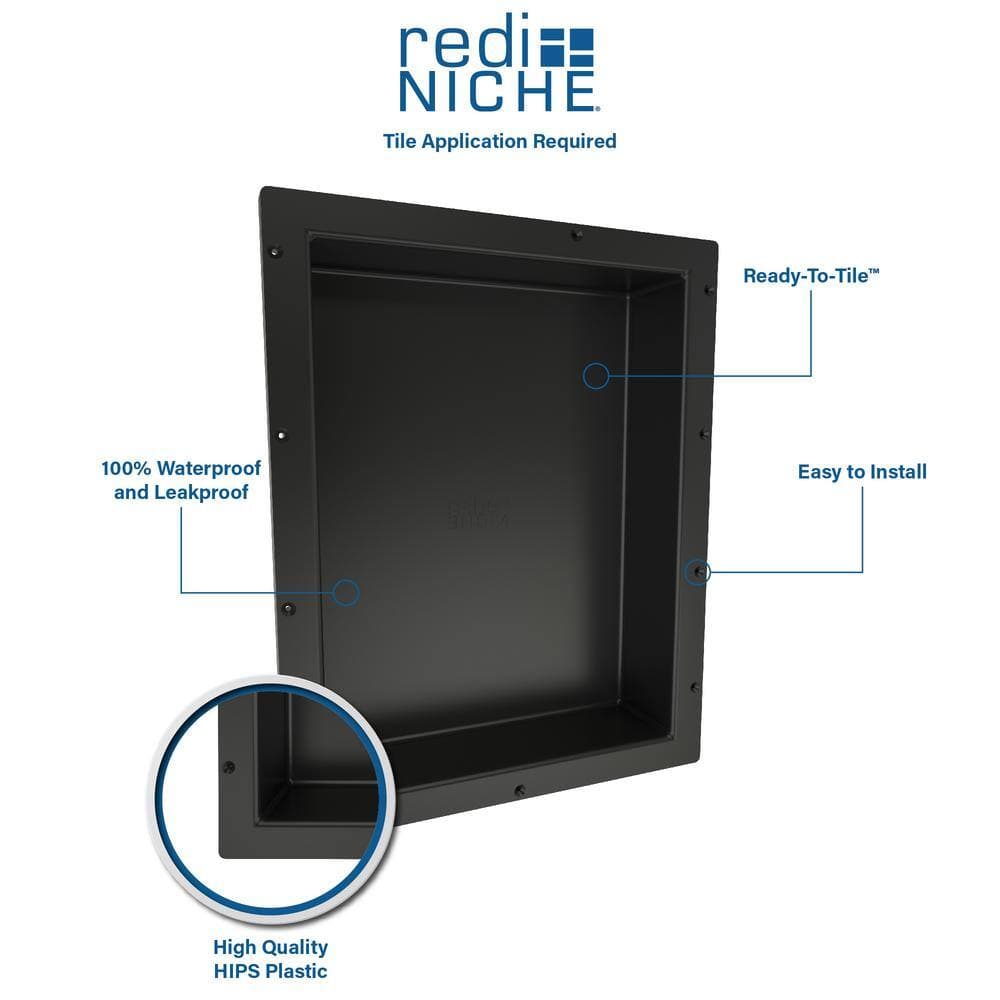 Tile Redi Redi Niche 16 in. x 40 in. Triple Shower Niche Set in Black (2)