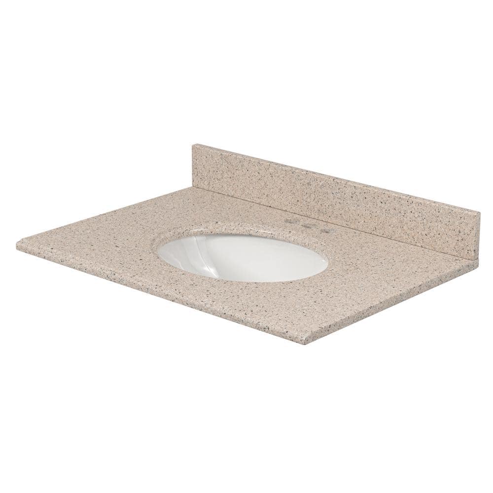 Home Decorators Collection 31 in. W 22 in D Granite White Round Single Sink Vanity Top (3)