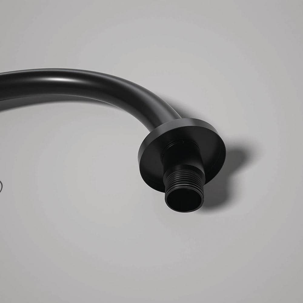 LORDEAR 17 in. Shower Arm Solid Brass S Shape Shower Bar Extender Reach Gooseneck in Black (3)