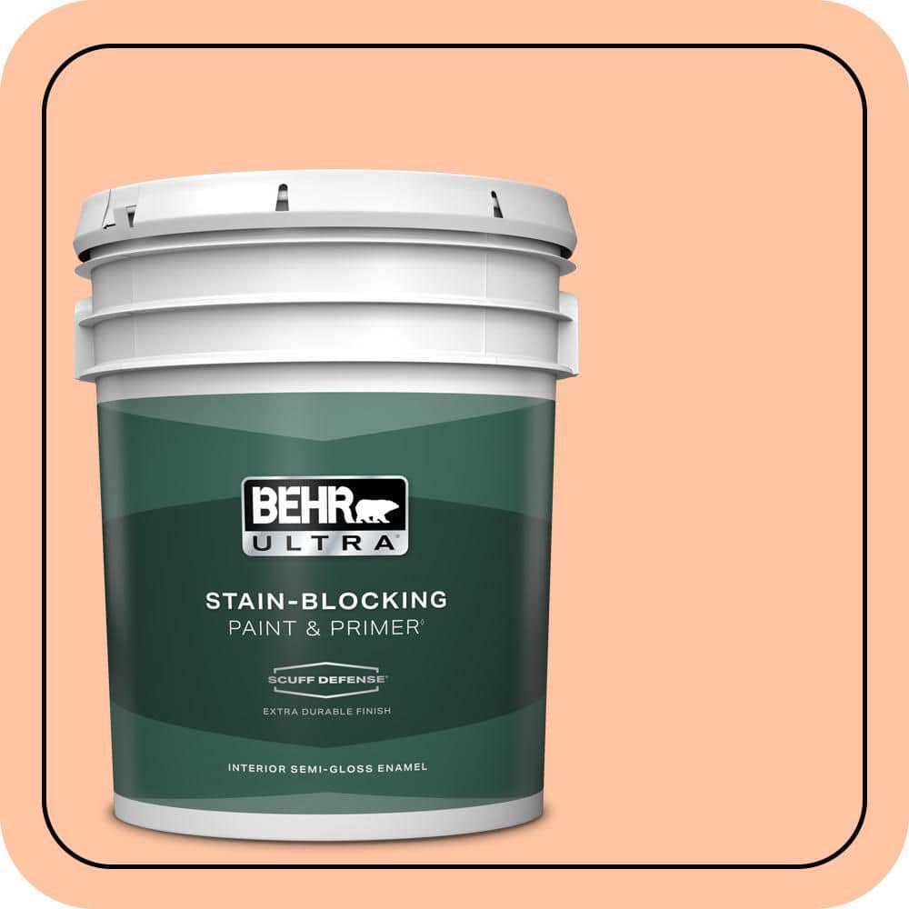 BEHR ULTRA 5 gal. #P200-3 Tomorrows Coral Extra Durable Semi-Gloss Enamel Interior Paint & Primer