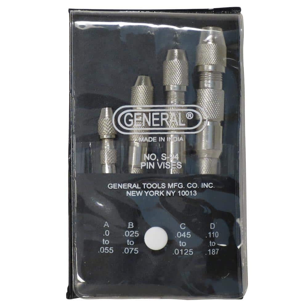 General Tools Single End Pin Vise Set (4-Piece) for Drill Bits, Taps and Reamers (2)