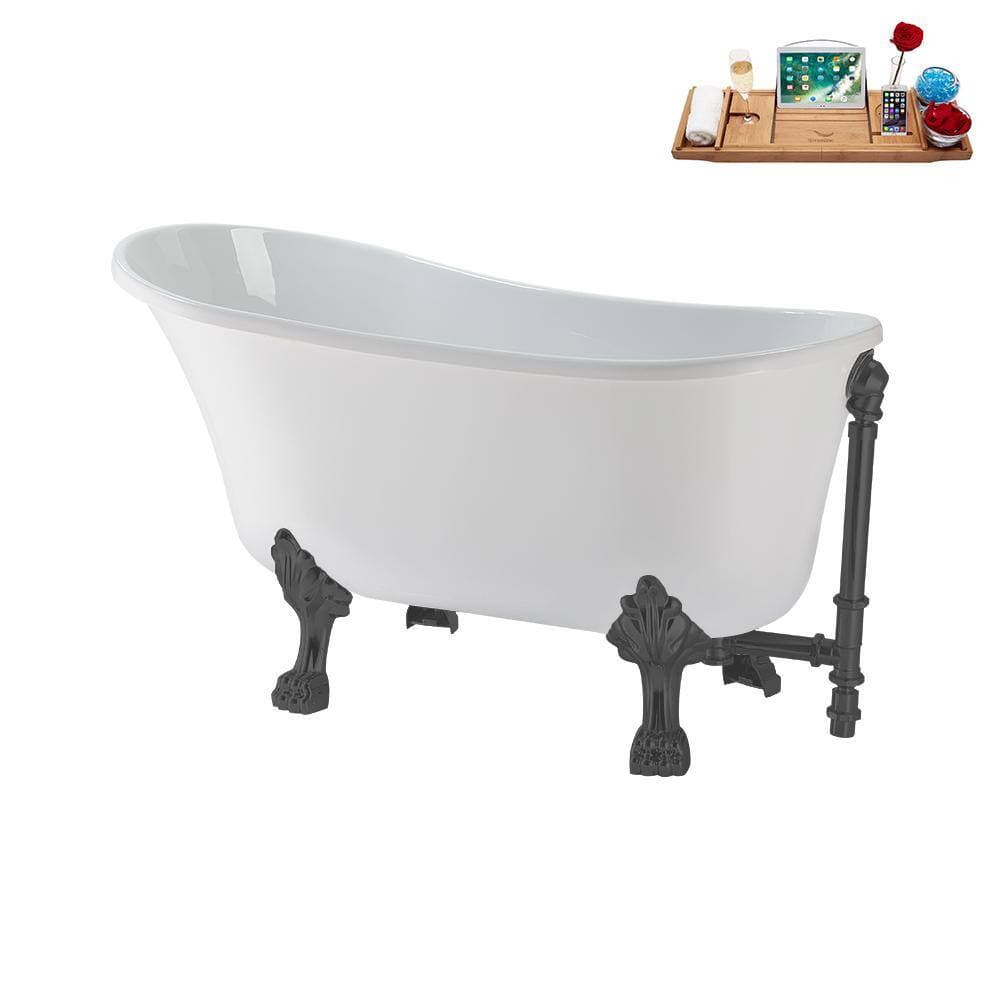 Streamline 51 in. Acrylic Clawfoot Non-Whirlpool Bathtub in Glossy White with Brushed GunMetal Drain And Brushed GunMetal Clawfeet (2)