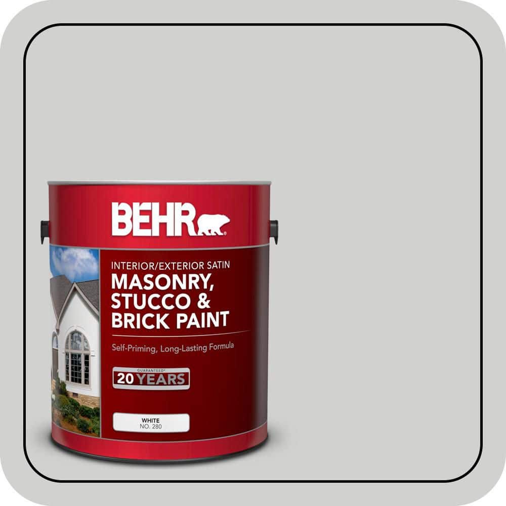 BEHR 1 gal. #N520-1 White Metal Satin Interior/Exterior Masonry, Stucco and Brick Paint