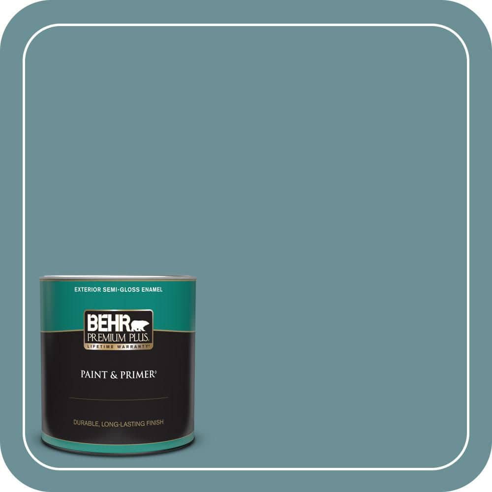 BEHR PREMIUM PLUS 1 qt. #510F-5 Bayside Semi-Gloss Enamel Exterior Paint & Primer