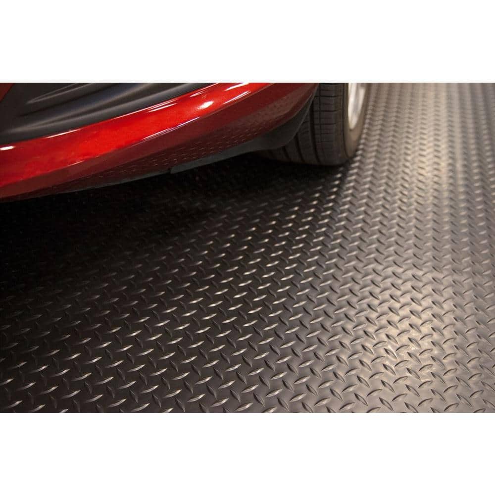 TrafficMaster 7.5 ft. W x 14 ft. L Midnight Black Diamond Plate Commercial Vinyl PVC Garage Flooring (3)