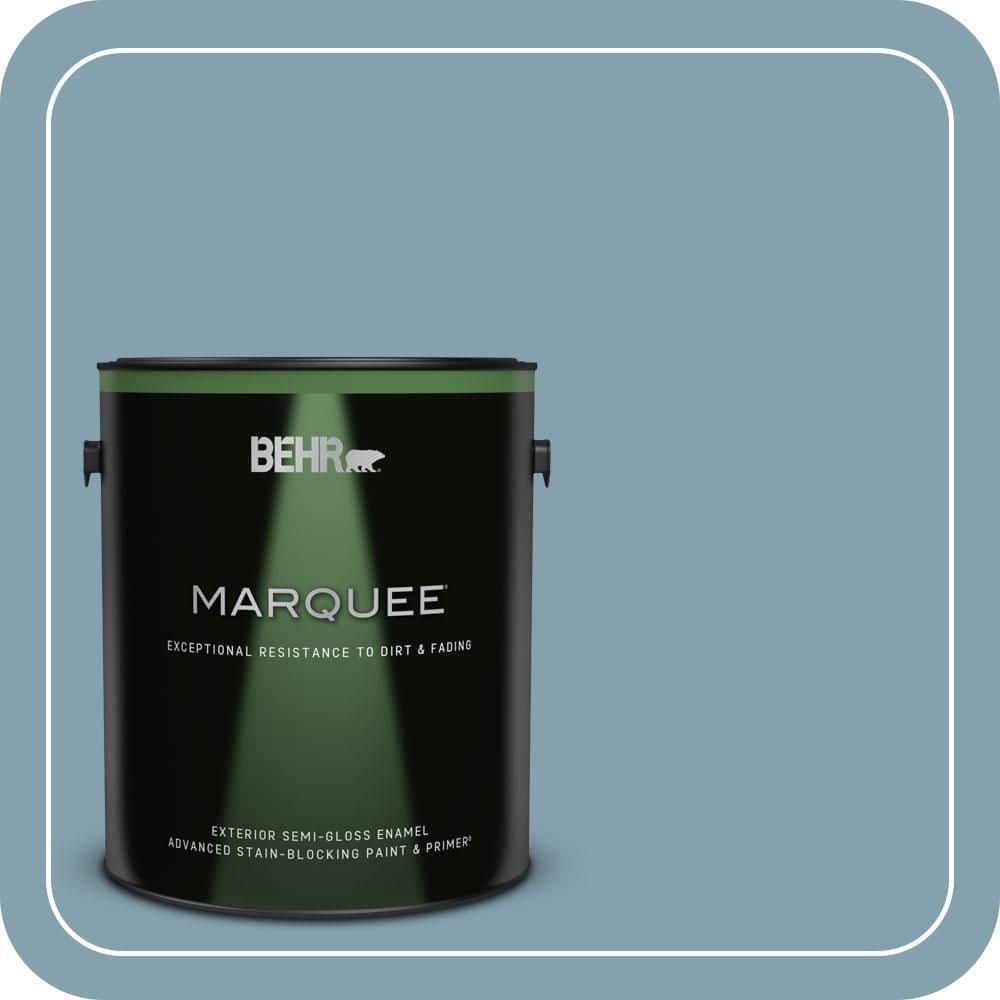 BEHR MARQUEE 1 gal. #T14-14 Cloisonne Blue Semi-Gloss Enamel Exterior Paint & Primer