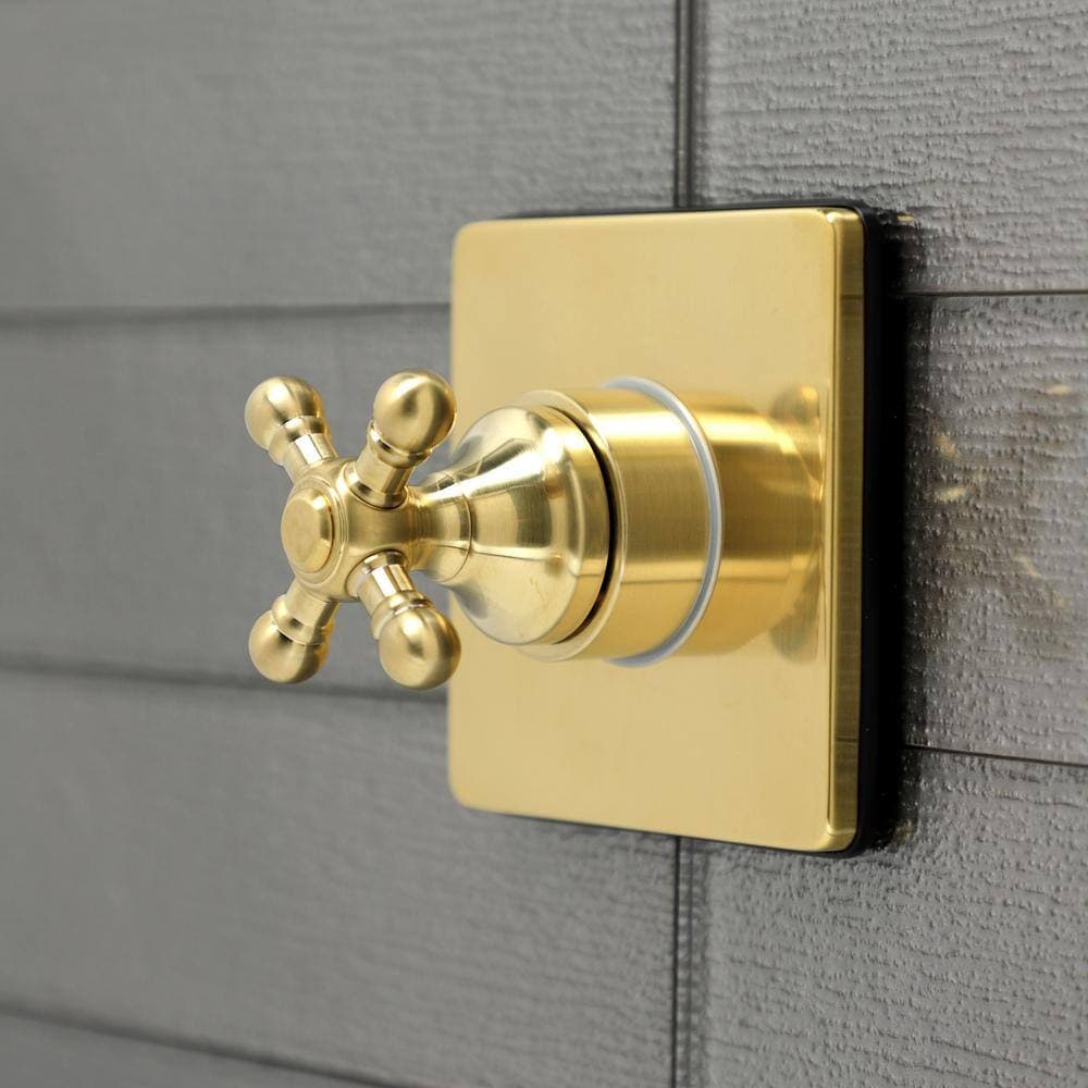 Kingston Brass Single-Handle 1-Hole Wall Mount Three-Way Diverter Valve with Trim Kit in Brushed Brass (3)
