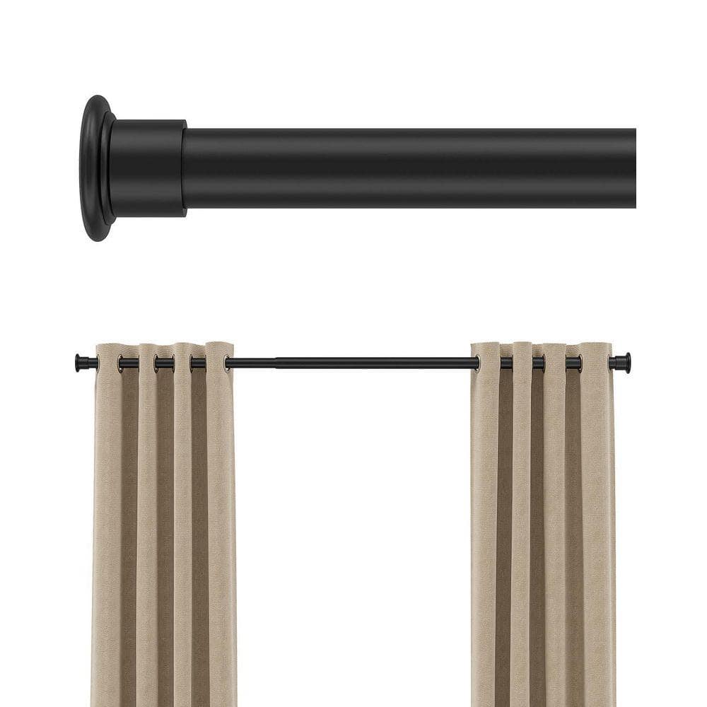 Lynzavix 42-123 in. Metal Tension Curtain Rod with Locking Feature, Anti-Slip Design for Windows, Patio, Blackout Curtains, Black (2)