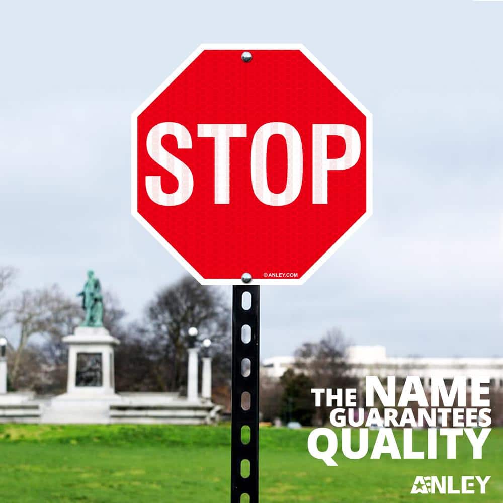 ANLEY 12 in. x 12 in. Stop Sign - Street Road Slow Warning Metal Warning Signs (2)